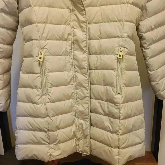 IL Piumino Italian Real Goose Down Coat Italy Off White Puffer A Line Parka Sz S - Picture 3 of 7